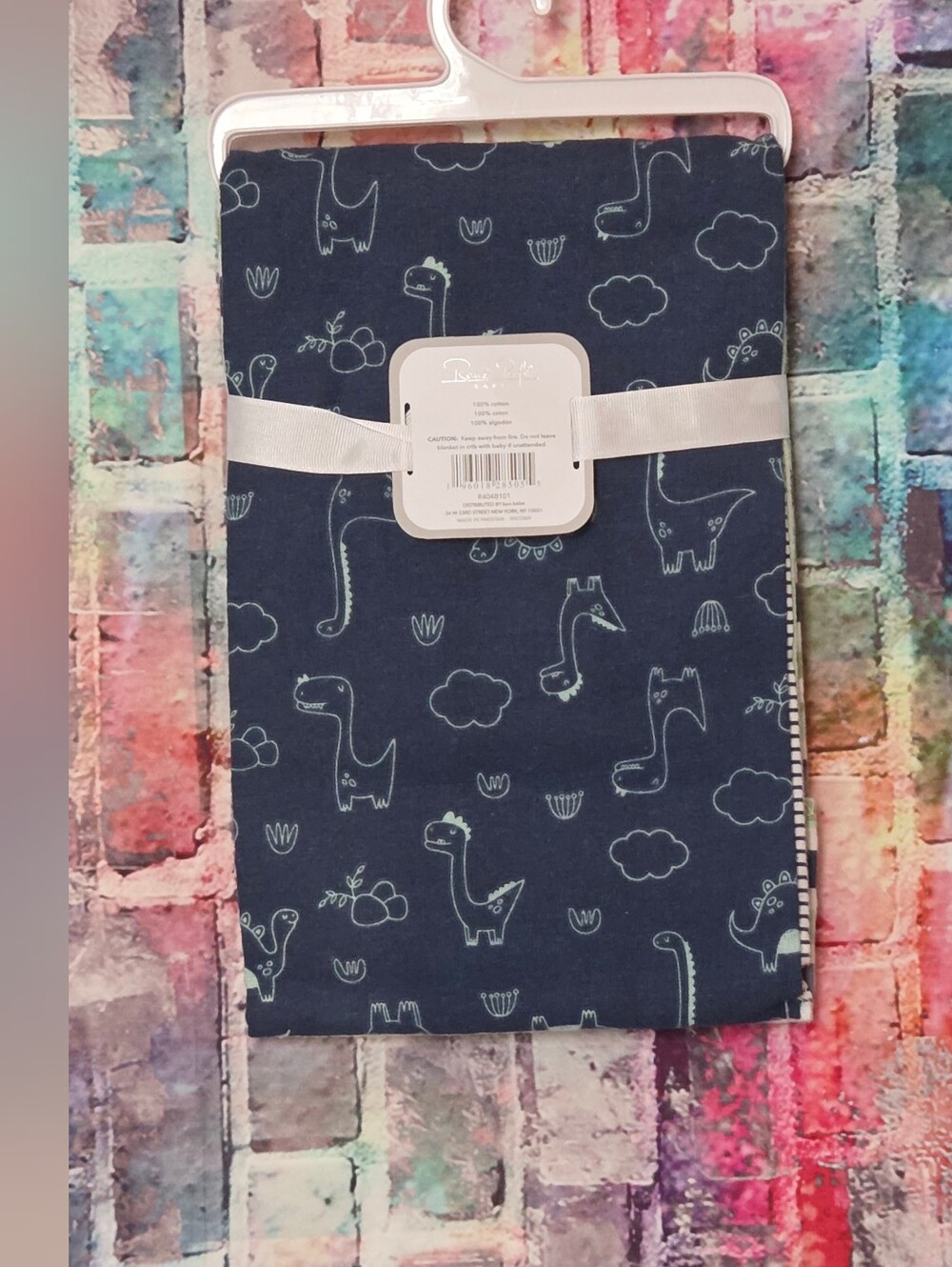 Rene Rofe Navy & Mint Dinosaur 4PC Blanket Set NWT